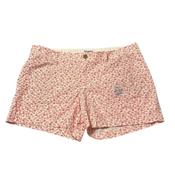 🟣Old Navy Red and White Floral Shorts - Size 14 - Picture 1 of 3